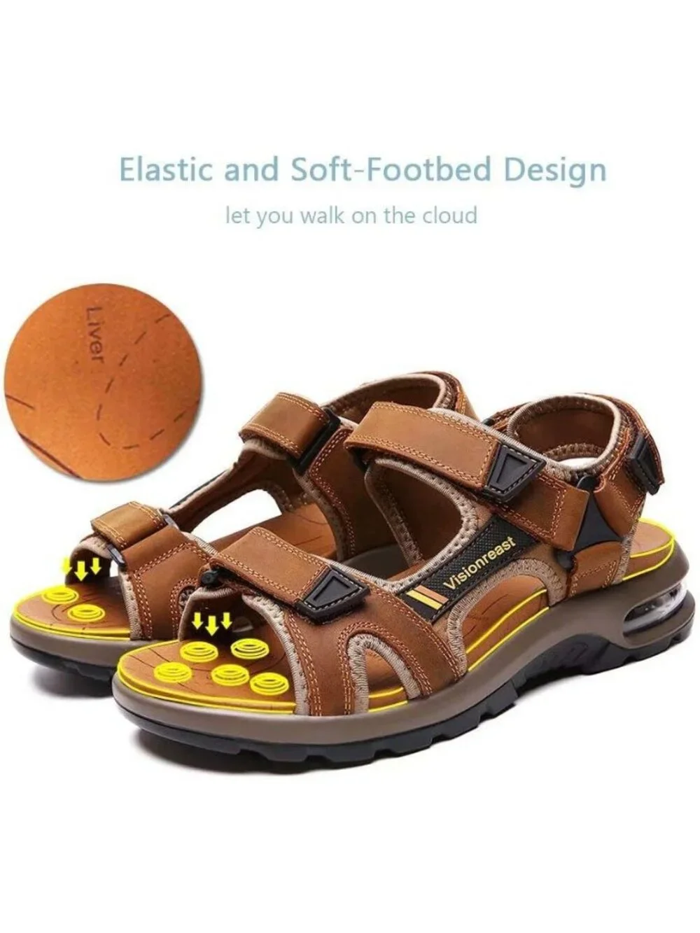 Men's Brown Athletic Sandals Open Toe Hiking Outdoor Non-slip Sandals Casual